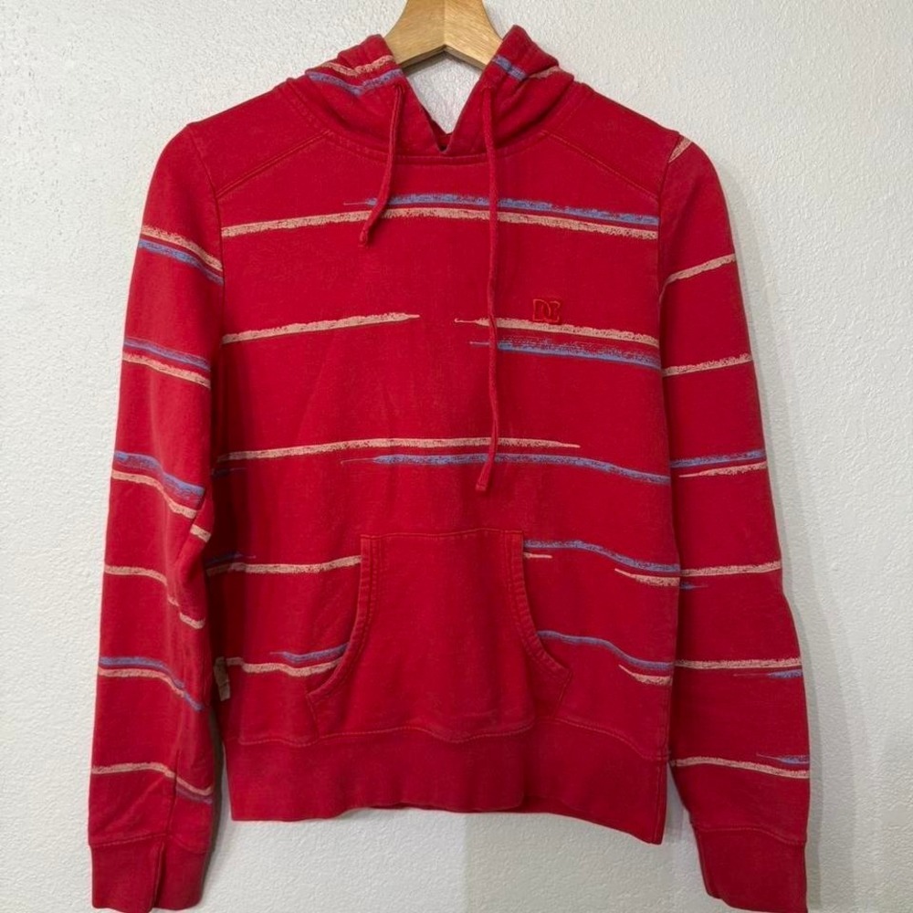 DC skating red striped hoodie